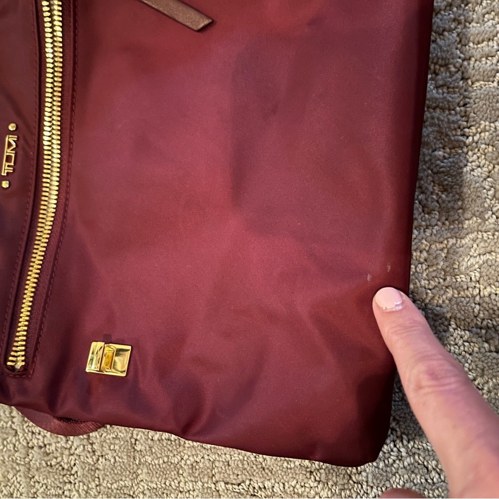 EUC Tumi Voyager Burgundy Crossbody with Gold Hardware, - Picture 9 of 9